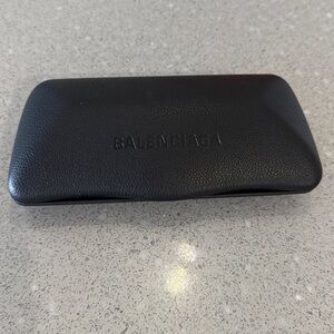 Balenciaga Textured Black Leather hard sunglasses case. New